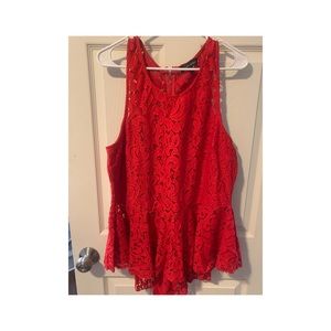 Red lace top women’s size 3x dress top zip in back